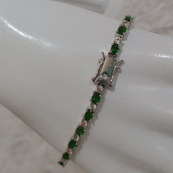 Colleen Lopez Chrome Diopside and White Zircon Tennis Bracelet NIB - Picture 3 of 5